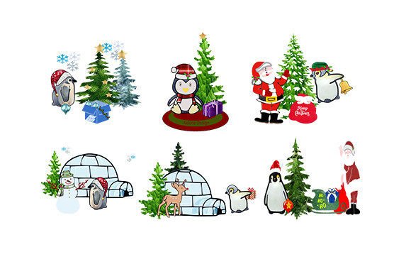 Christmas Penguin Set 1: Festive Digital Assets for Designers