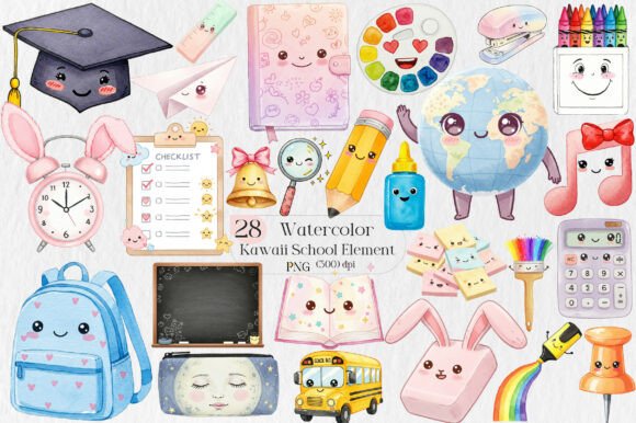 Cute Kawaii School Element PNG: A Design Asset for Modern Creativity