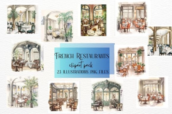 Elegant French Interiors Watercolor Illustration for Design