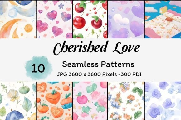 Elevate Your Designs with Cherished Love Watercolor Patterns