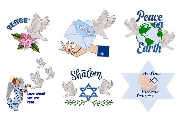 Elevate Your Designs with the Peace and Doves Clipart Set