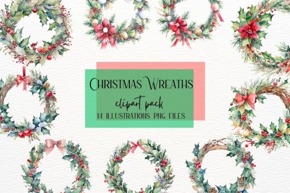 Elevate Your Holiday Designs with Watercolor Christmas Wreaths