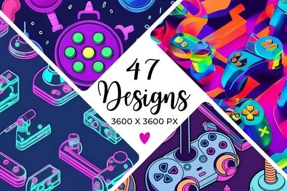 Elevate Your Visuals with Neon Abstract Gaming Digital Paper