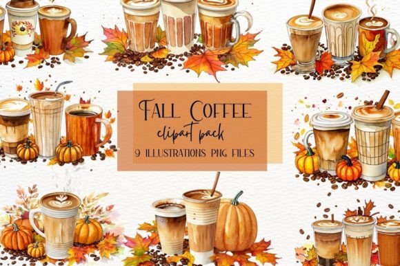 Fall Coffee Watercolor Clipart: A Touch of Autumn Elegance