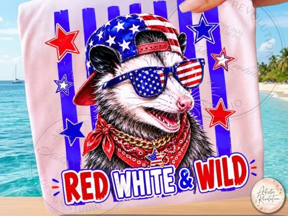 Funny 4th of July PNG: Patriotic Opossum Design