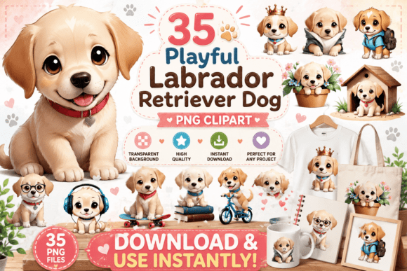Playful Labrador Retriever Dog Clipart: Elevate Your Design Projects