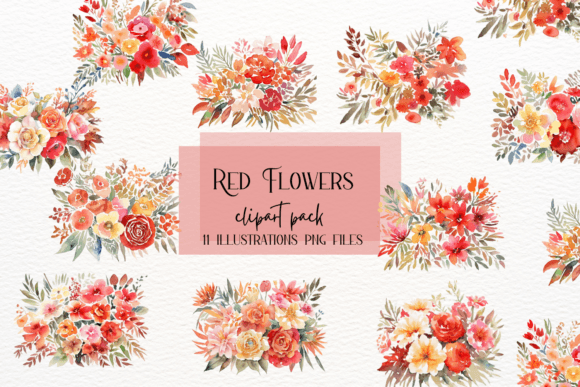 Red Watercolor Flowers Bouquets: Elevate Your Visual Design