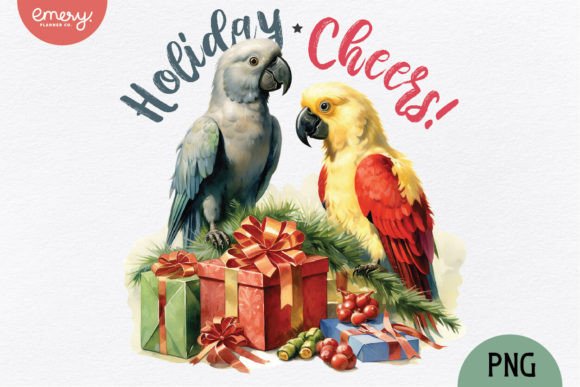 Vintage Christmas Parrot PNG Sublimation