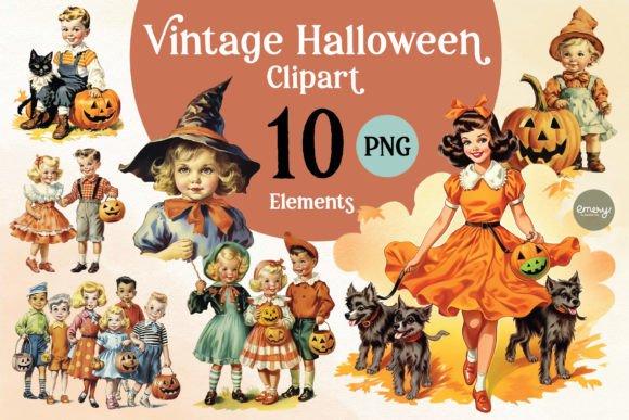 Vintage Halloween Cliparts PNG for Timeless Design Projects