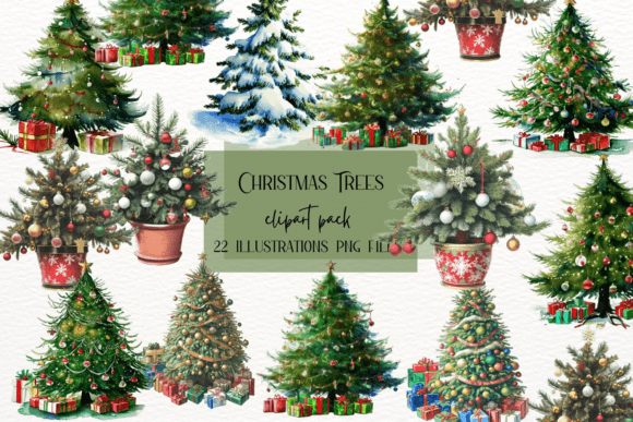 Watercolor Christmas Trees: A Versatile Design Collection