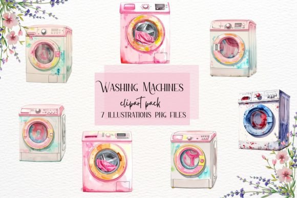 Watercolor Washing Machines Collection: A Unique Design Asset