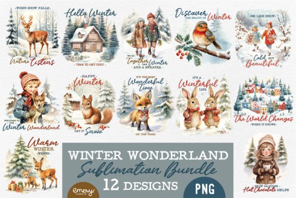 Winter Wonderland PNG Sublimation Bundle: Elevate Your Creative Projects
